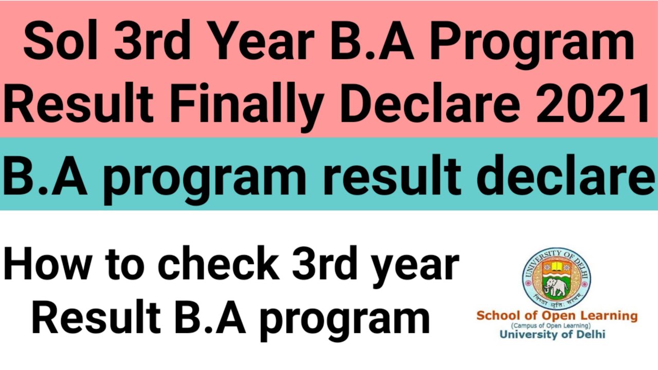 DU SOL 3rd Year B.A Programme Result Finally Declare 2021