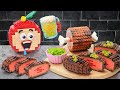 LEGO Beef Steak and How To Make In Real Life - Stop Motion Cooking & ASMR Mukbang