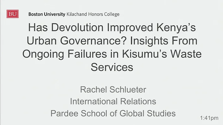 Rachel Schlueter: Has Devolution Improved Kenya's Urban Governance?