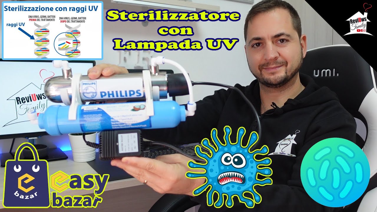 Kit lampada UV 6W PHILIPS per depuratore l'acqua osmosi inversa,  microfiltrazione, depuratore. 
