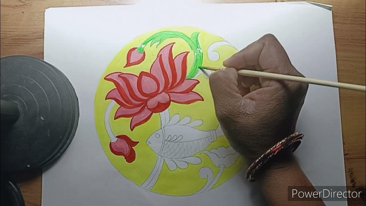 Alekhan how to draw lotus alekhan drawing in circle YouTube