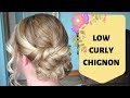 How to do a Low Curly Chignon hairstyle - messy chignon tutorial