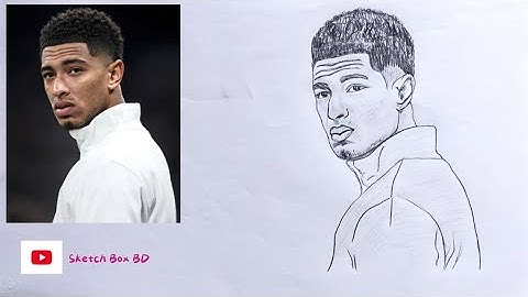 Realistic Pencil Sketch Face Portrait Jube Bellingham Real Madrid Fc 