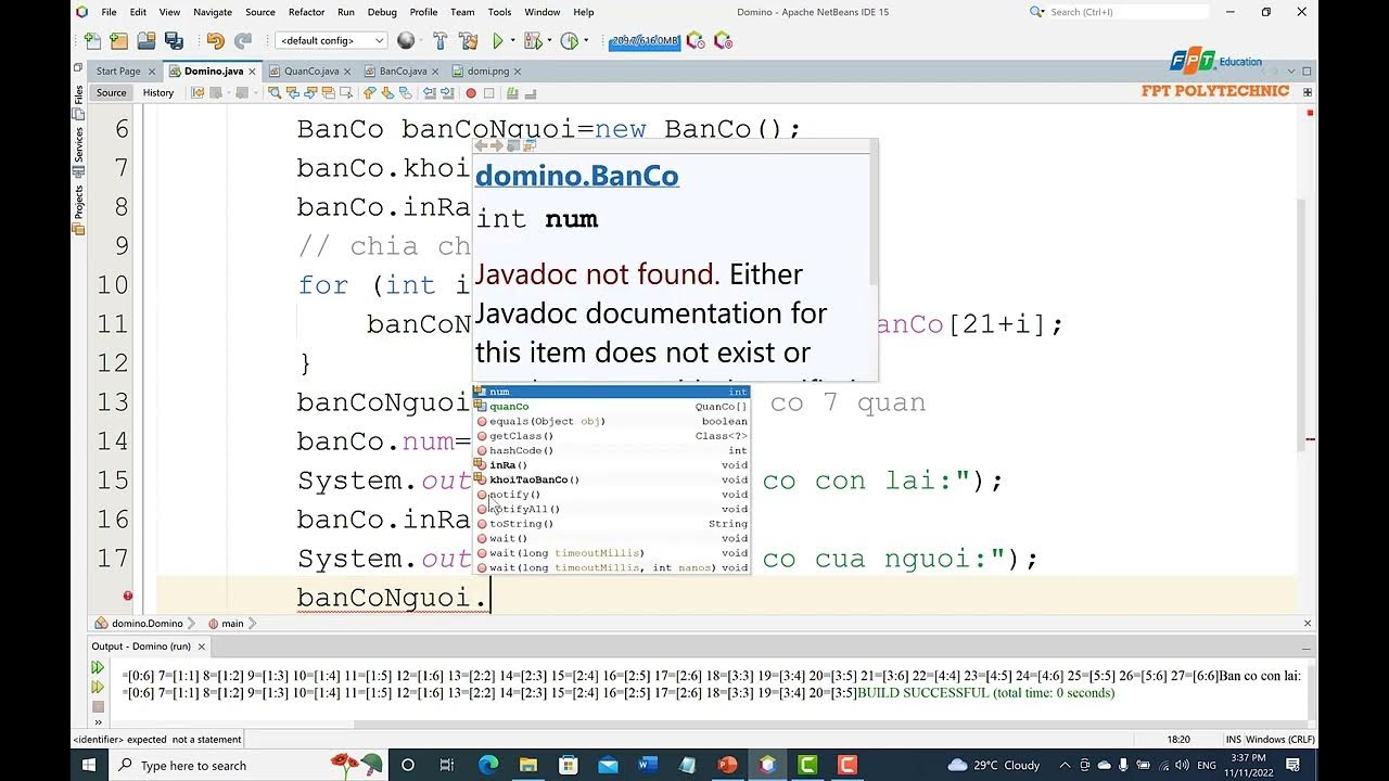bai02 Domino game on Java - YouTube