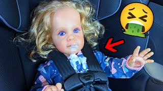 Reborn Toddler GIRL GETS CAR SICK and THROWS UP Role Play