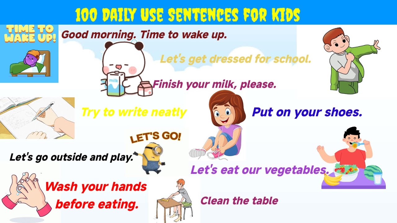100 Daily Use Sentences For Kids | Speak English With Kids - YouTube
