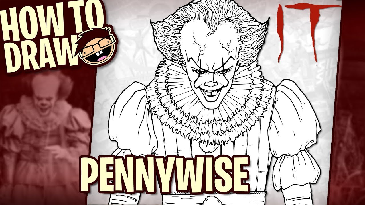 How to Draw PENNYWISE THE CLOWN (IT [2017]) Drawing Tutorial - Draw it, Too!