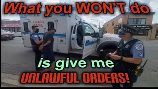 COP BELIEVES HE CAN CLEAR THE SIDEWALK AT A TRAFFIC STOP?