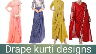New trendy drape kurti designs and stylish drape kurti ideas.