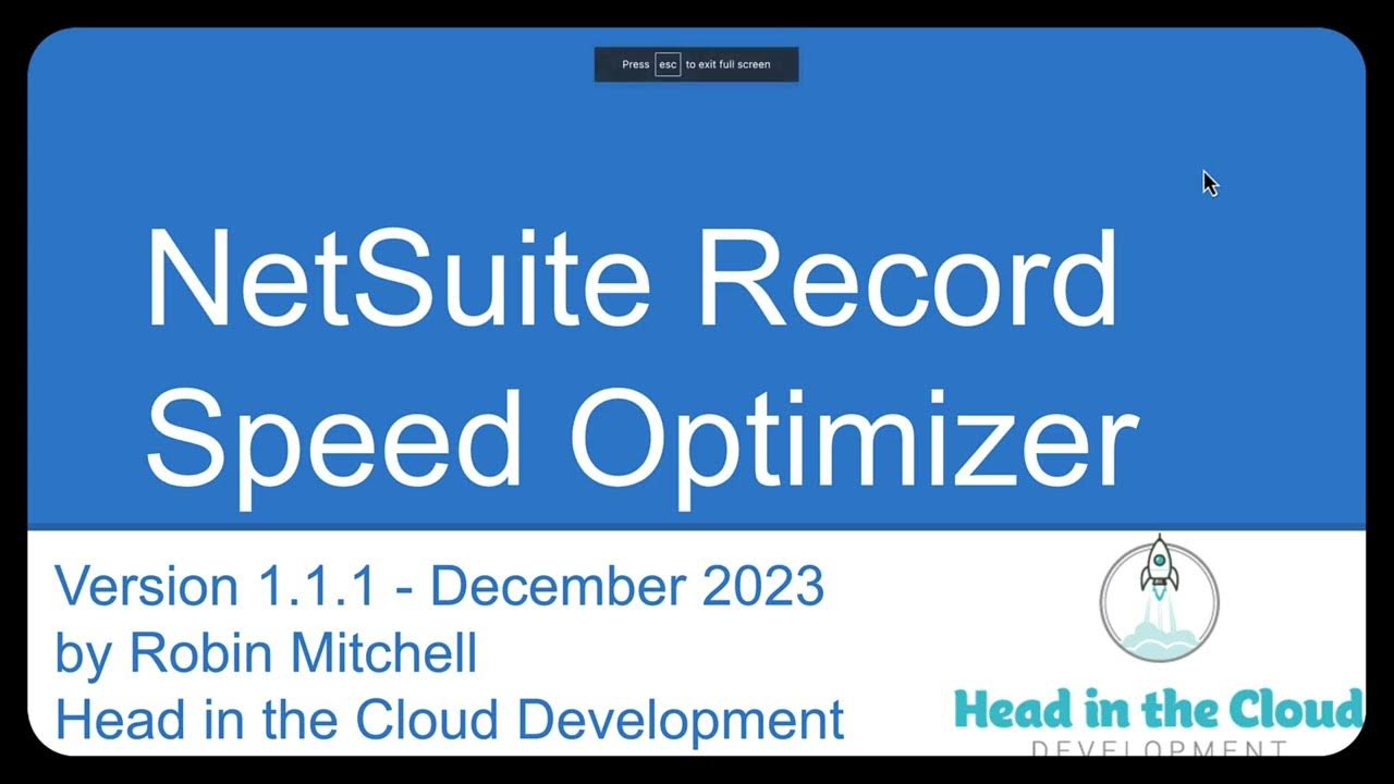 Head in the Cloud NetSuite Record Speed Optimizer YouTube