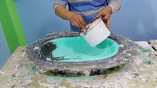 المصنع123 عمل قالب حوض رخام بيضاوى لصب تقليد الرخام الكوريان (رخام صناعى)