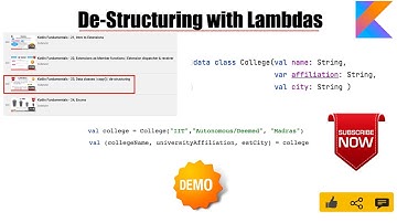 De-structuring with Lambdas | first | second : Kotlin Fundamentals Tutorial - Part 34