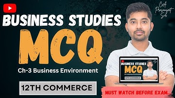 MCQs in 5 Minutes | Ch-3 Business Environment | Class 12 Business Studies | CBSE 2025