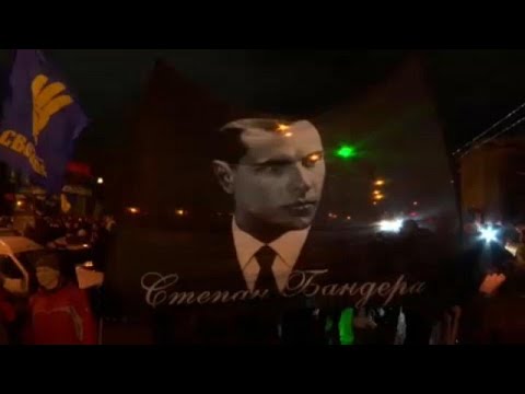 Marcha nacionalista en Kiev en el cumpleaños de Stepán Bandera