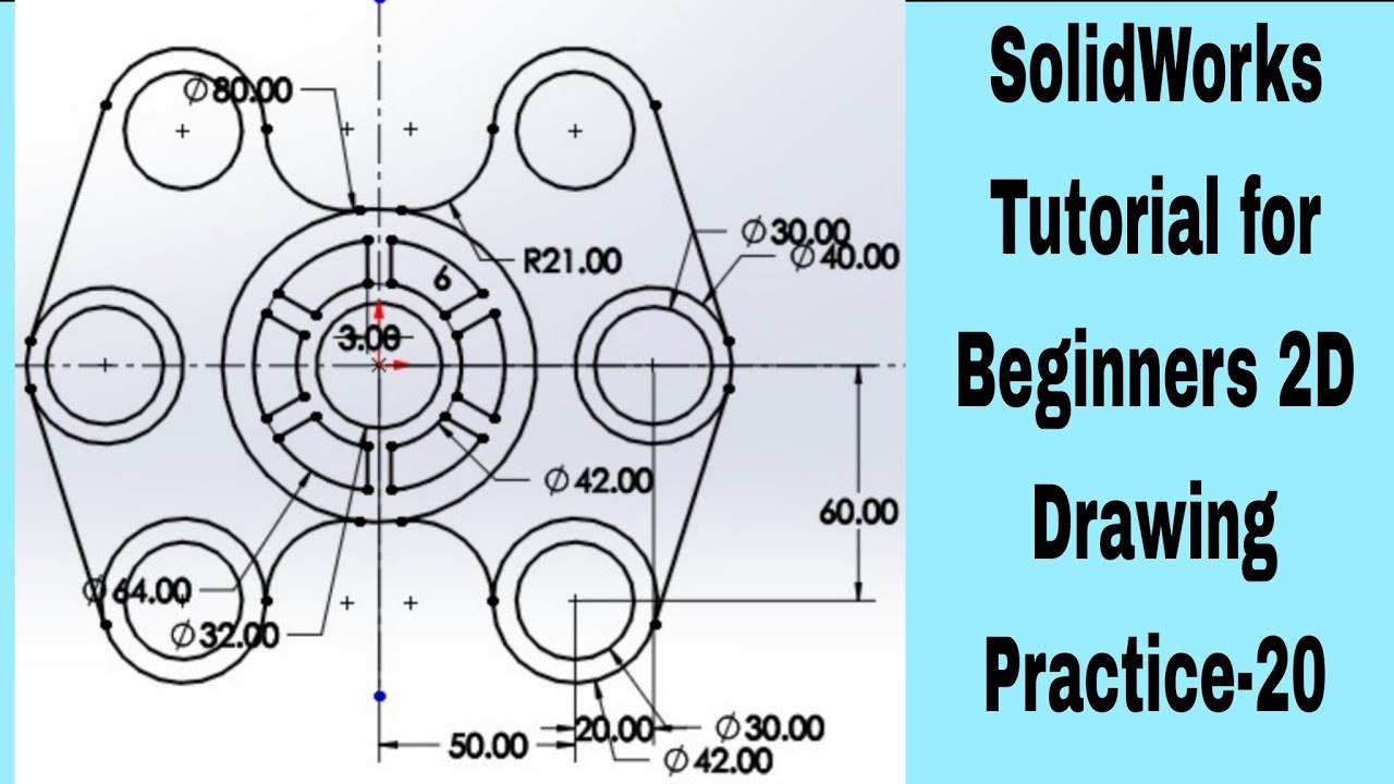 SolidWorks Tutorial for Beginners 2D Drawing Practice-20
