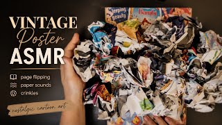 Vintage Poster Book ASMR | Flipping, Pulling & Crumpling Posters