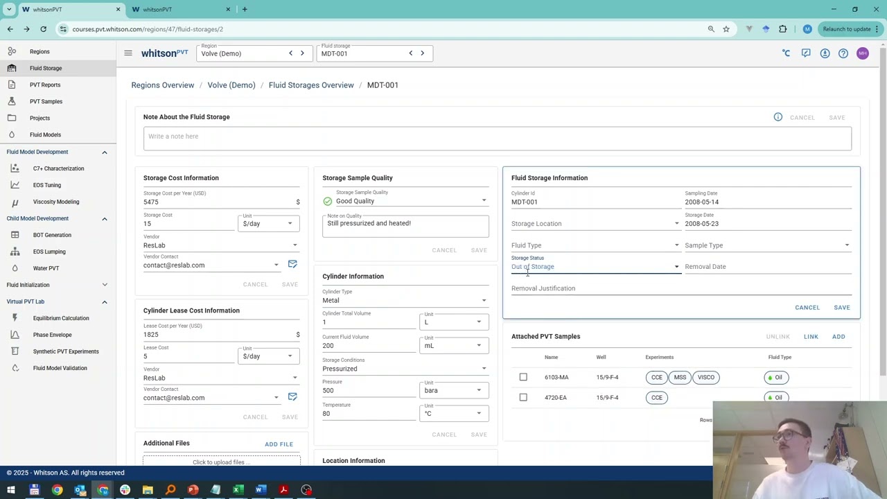 whitsonPVT User Guide #15 - Interacting with a fluid in storage