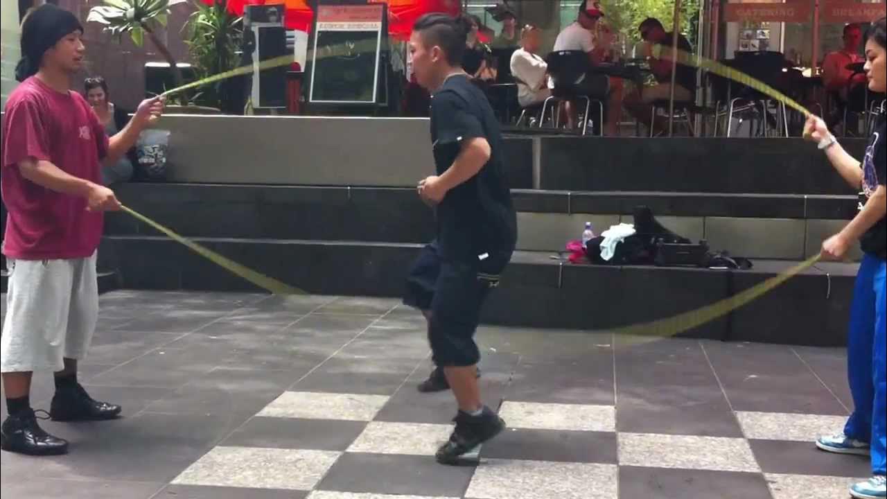 Amazing stunts shown by under 20 kids rope skipping in burke street