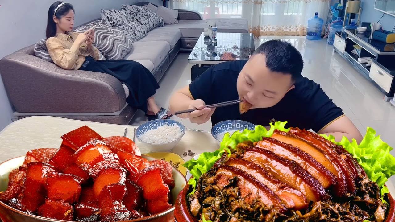 I'm having a cold war with my stupid husband: Luckily, he left me some braised pork.