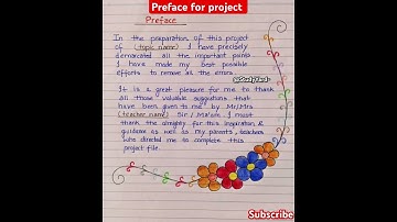 Preface l preface for project l how to write preface for project file l how to write preface