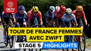 Another Tense Breakaway Chase! | Tour De France Femmes Avec Zwift 2023 Highlights - Stage 5