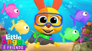 Bingo Caught A Fish Alive! | Rainbow Colors with Baby John | Little Angel And Friends Kid Songs