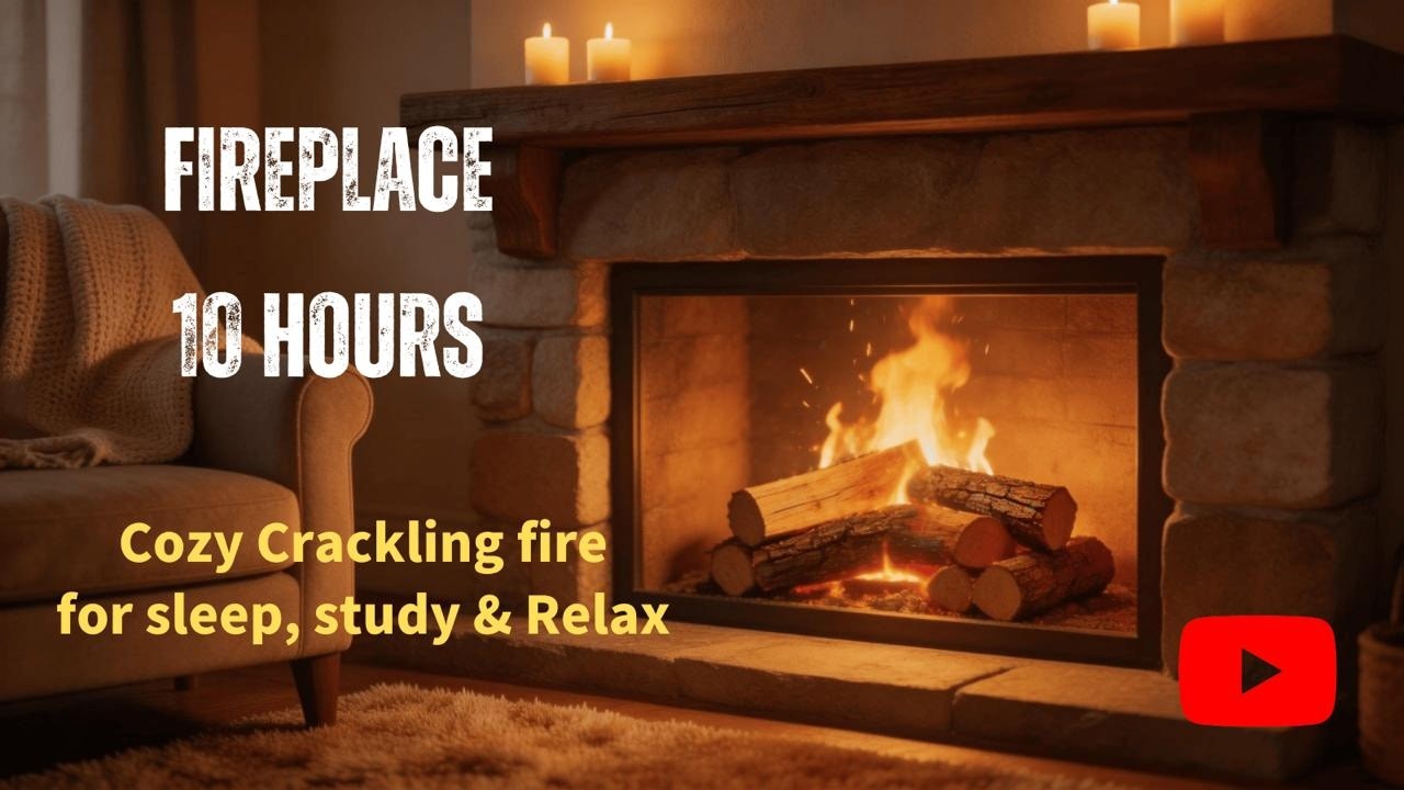 Fireplace 10 Hours Full HD | Cozy Crackling Fire for Sleep, Study & Relax