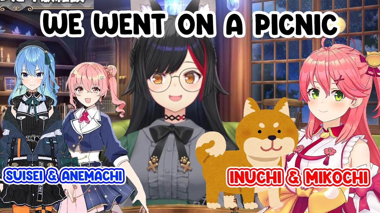 Miosha Went on a Picnic with Miko, Suisei, Anemachi + 1 Dog