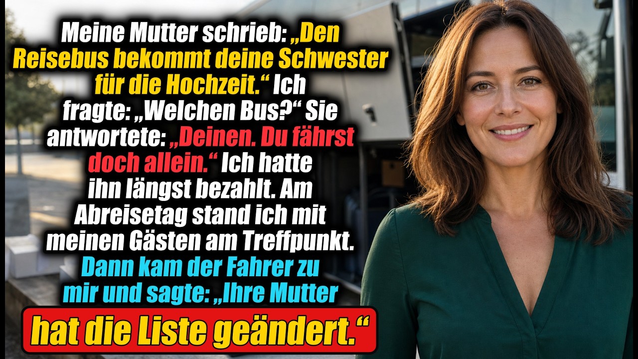 Meine Mutter gab meinen gebuchten Reisebus meiner Schwester zur Hochzeit—„Du fährst doch allein.“…