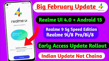 ✅ Realme UI 4.0 Android 13 Early Access Update Rollout for  9 5G Speed Edition/9i/8 Pro/8/8i Done