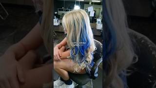 blonde hair with blue highlights #blondehair #bluehighlights #hair #aesthetic #fyp