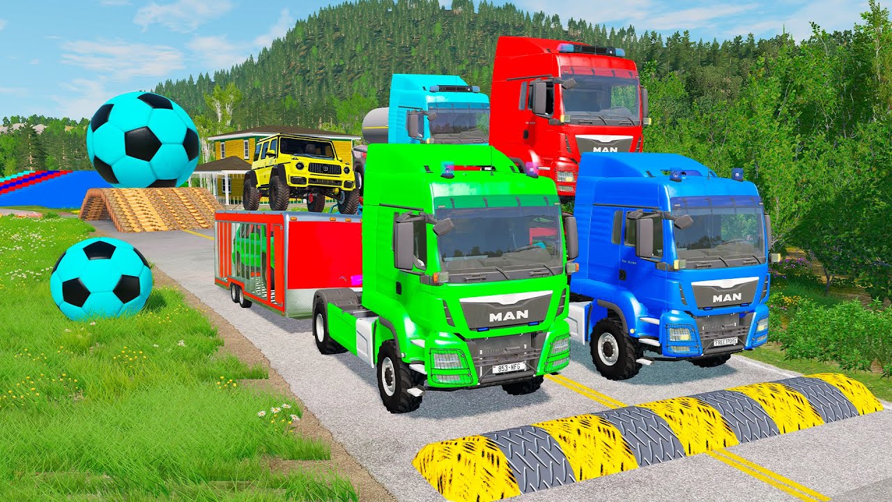 Двухплатформенный прицеп против «лежачих полицейских» | Автобусы против «лежачих полицейских» | B...