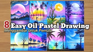 8 EASY DRAWING WITH OIL PASTEL | Menggambar Dengan Crayon untuk Pemula