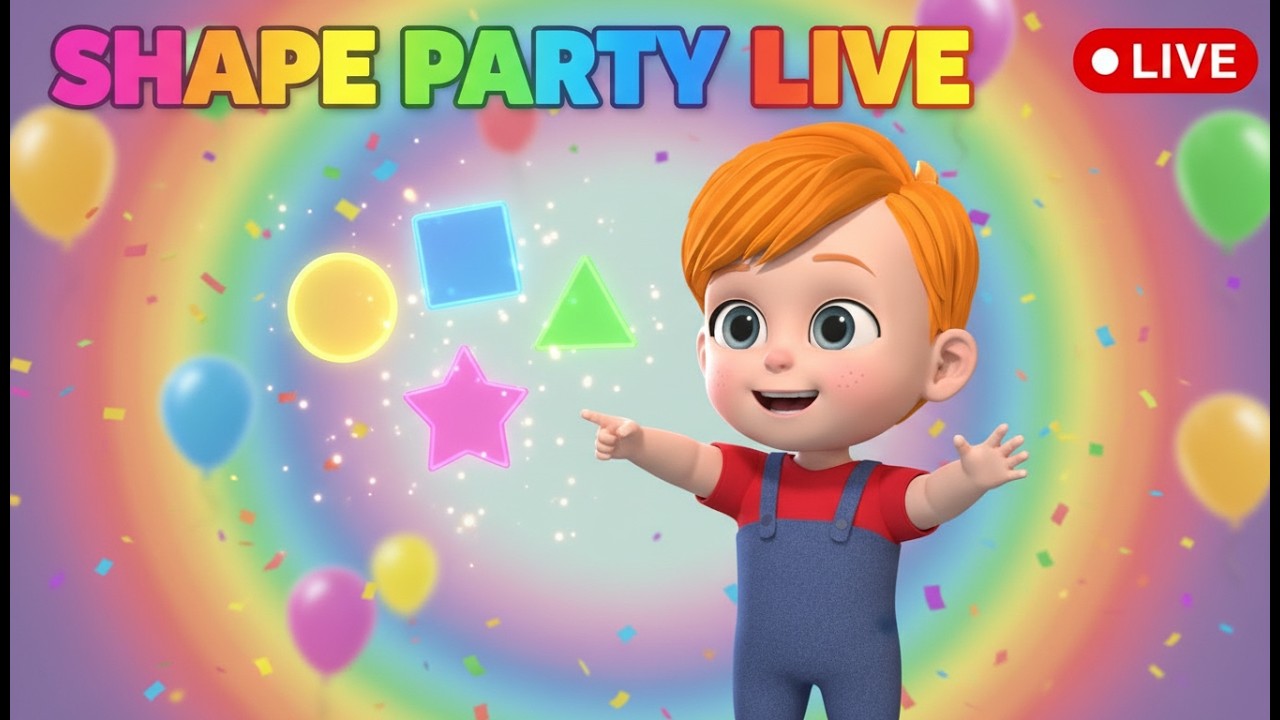 Shape Party Live 🔴 24/7 | Learn Shapes for Kids | Circle Square ...