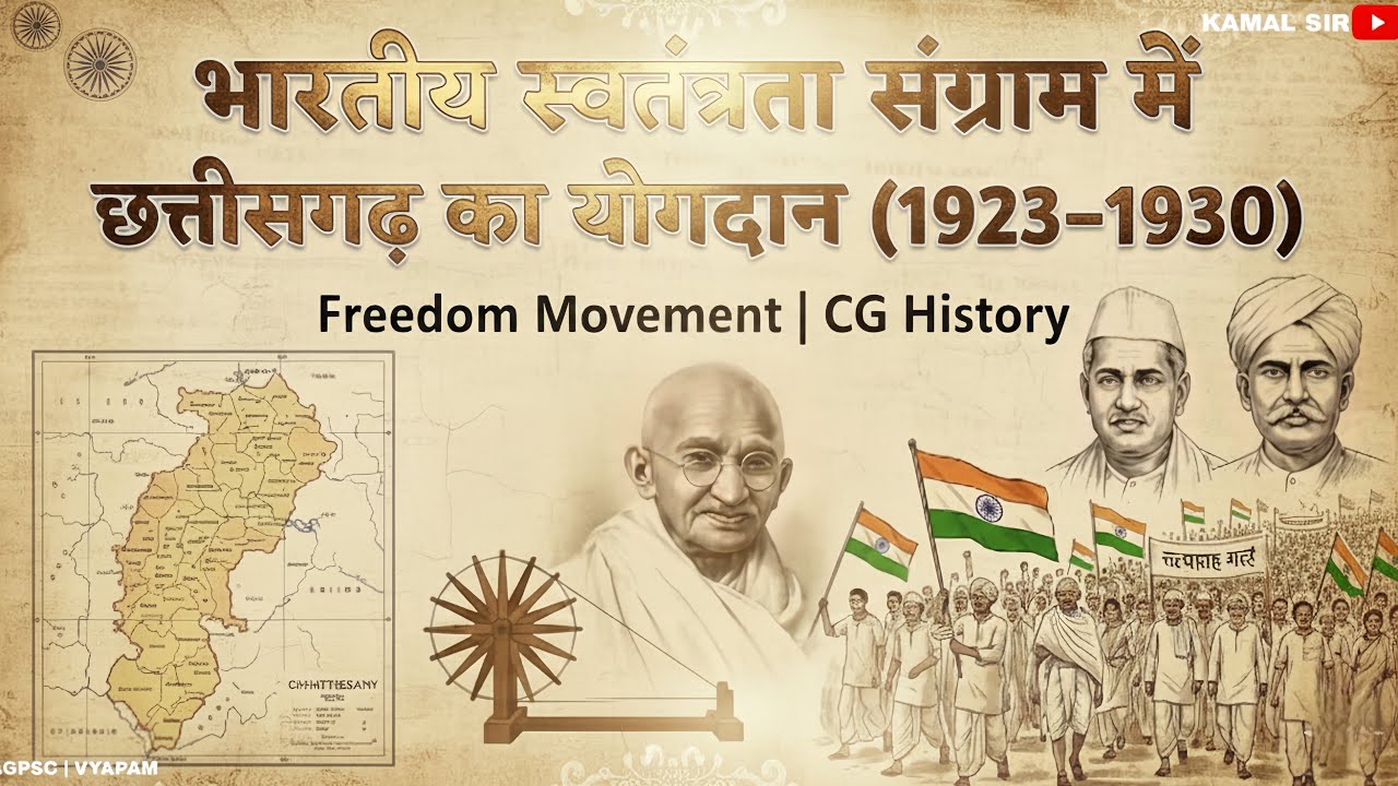 भारतीय स्वतंत्रता संग्राम में छत्तीसगढ़ का योगदान (1923–1930) | CG History | Freedom Movement 
