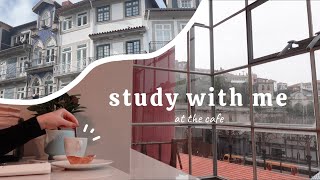 cafe study with me | 1 HOUR REAL-TIME, European cafe, no break, no music [rain asmr 🌧️]