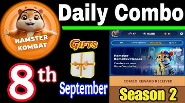 Hamster Kombat GameDev Heroes 🎮| 8 September Daily Combo 🧩 Season 2