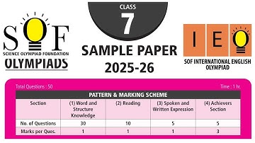 SOF IEO International English Olympiad Class 7 Sample Paper 2025-26