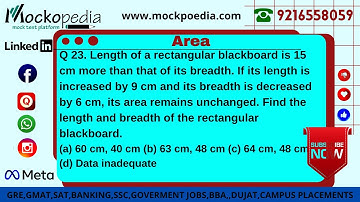 Q23- Length of a rectangular blackboard is 15 cm more than that of its breadth. If its length is....