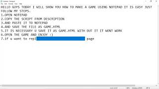 How to make a game using notepad(easy)