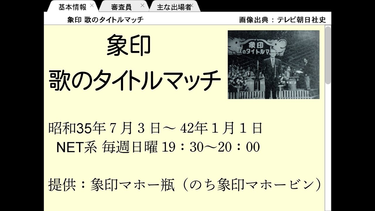 節介解説 象印 歌のタイトルマッチ ロイ ジェームスtv初の代表番組 Youtube 節介解説 象印 歌のタイトルマッチ ロイ ジェームスtv初の代表番組 Youtube