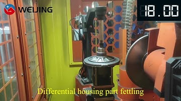One man operates two Weijing grinding machines to fettle differential housing parts so productive