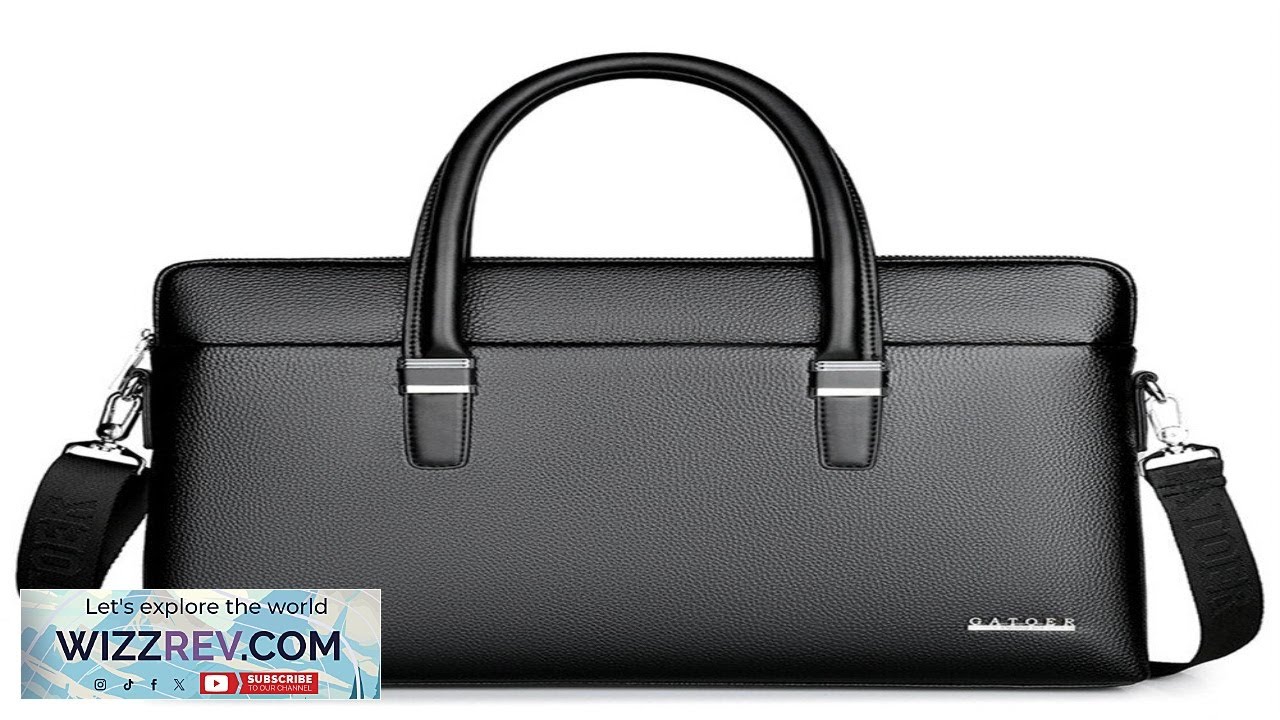 Men's Business Leather Briefcase Solid Simple Fashion 14'' Laptop Handbag Waterproof Large