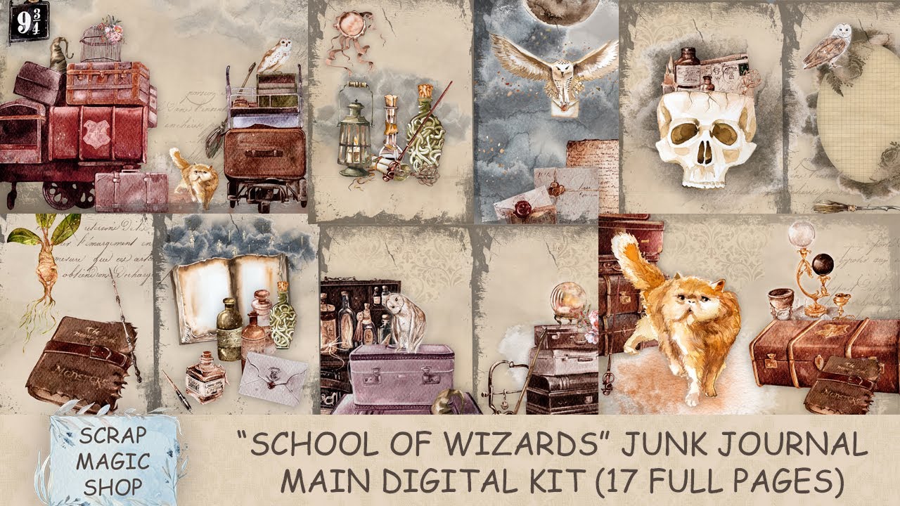 Junk JOurnal Digital papers "SCHOOL OF WIZARDS" (Available in ETSY) 🦉🌿 ...
