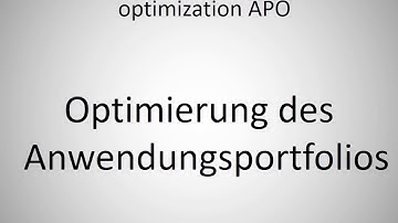How to say application portfolio optimization APO in German?