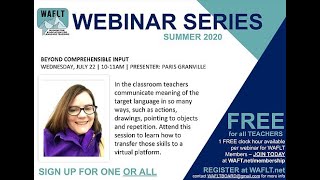 WAFLT's 2020 Summer Webinar #1: Beyond CI with Paris Granville