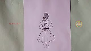 Easy way to draw a girl | How to draw a girl from back view for beginners step by step
