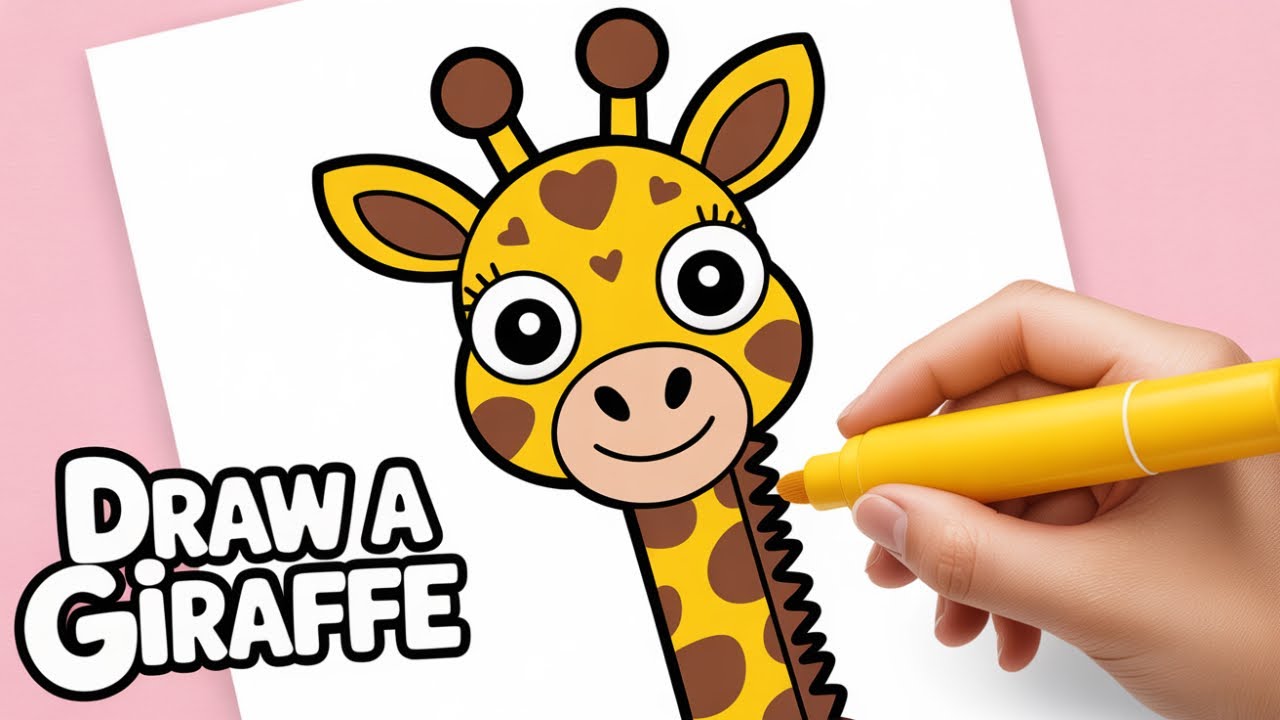 How To Draw A Cute Giraffe Step By Step - YouTube