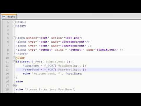 PHP Tutorial Video 14: Login Form 1: PHP isset function, Starting Login Form