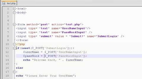 PHP Tutorial Video 14: Login Form 1: PHP isset function, Starting Login Form